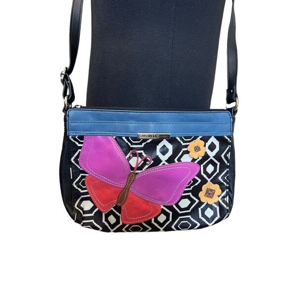Relic Vegan Leather Butterfly Multicolor Crossbody Shoulder Bag Purse - Picture 1 of 11